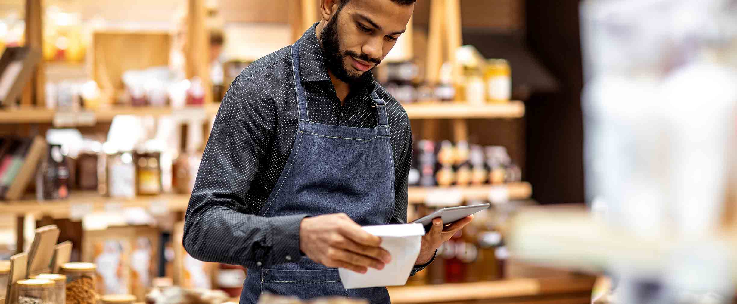 Employee working at a grocery shop